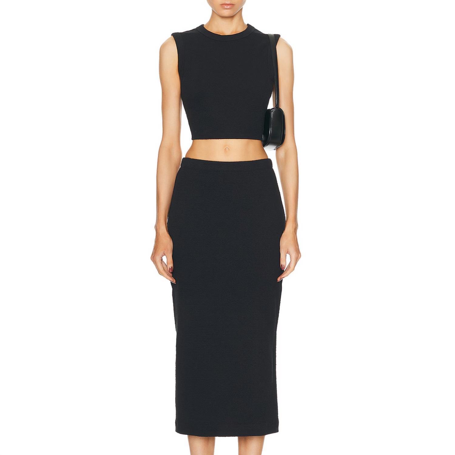 New Enza Costa Textured Jacquard Skirt In Black